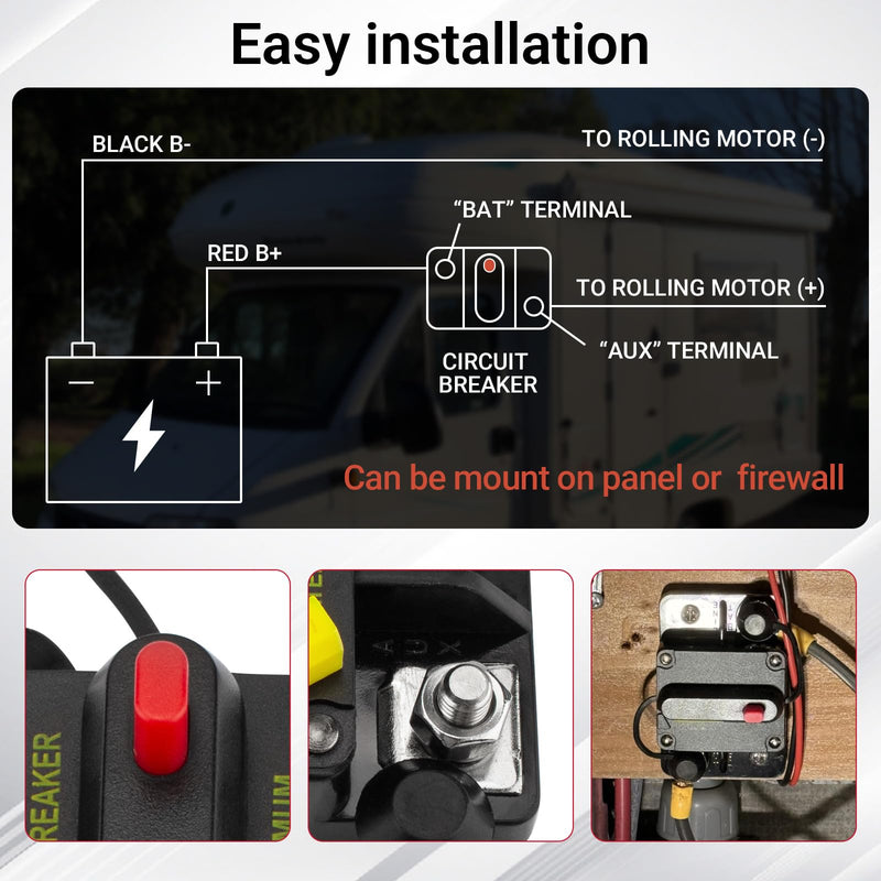 MKR-27 60 Amp Trolling Motor Breaker Compatible with All Minn Kota Motors 12V/24V/36V/48V, with Manual Reset Function and Protective Insulator Cap, for Freshwater Saltwater Marine Use
