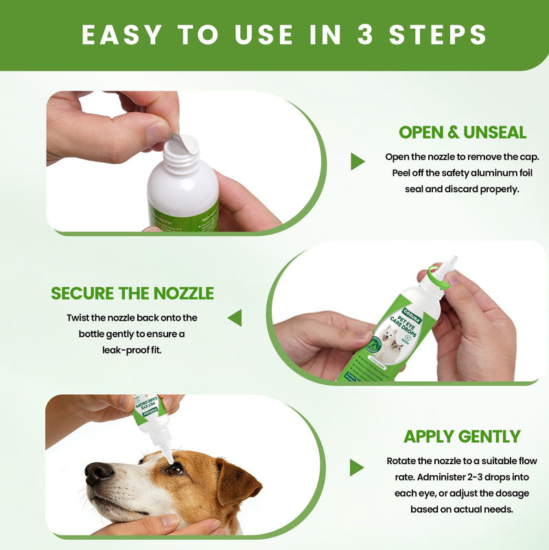 Dog Eye Drops for Allergies & Itching - Relief for Dry Red Eyes, Tear Stain & Discharge, Pet Eye Wash for Dogs & Cats - Gentle Sting-Free Pet Eye Cleaner, 4.2 fl zo