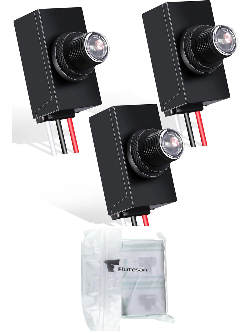 Flutesan 3 Pieces Dusk to Dawn Sensor for Outdoor Lighting 100-277v Photocell Sensor Photo Eye Sensor Photoelectric Switch Hardwired Post Eye Light Control Most Outdoor Lamp Fixtures Bulbs