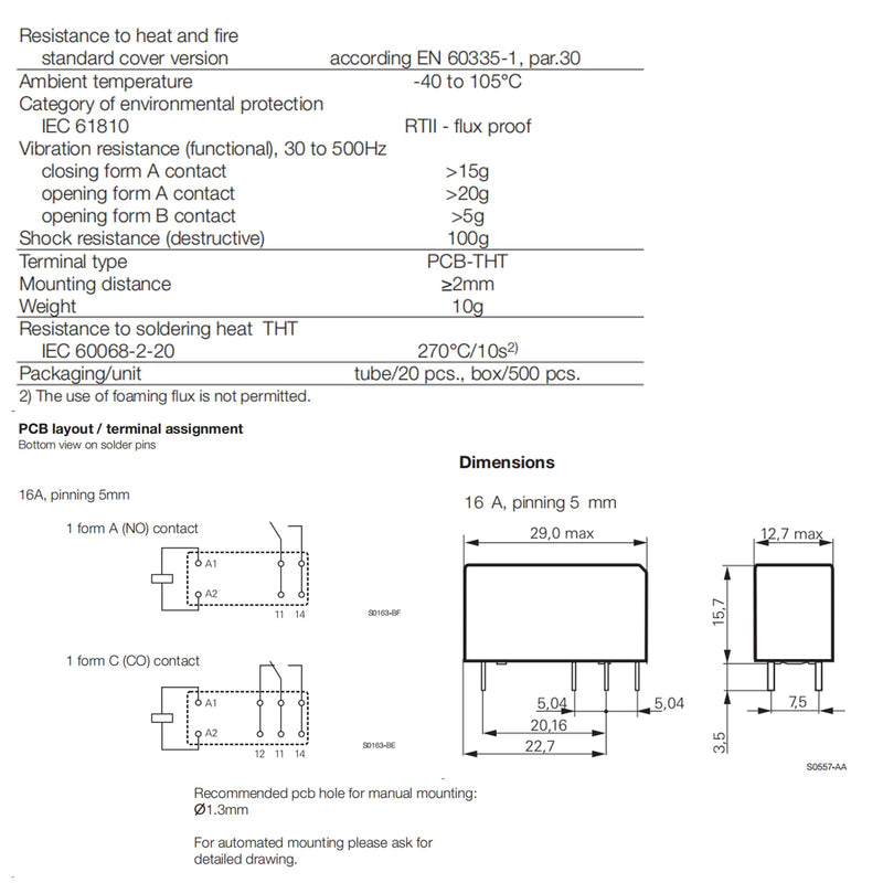 4Pcs RZHH-1A4-D012 12VDC 16A 250VAC 6-Pins Power PCB Relay - High Precision Electromagnetic Relay
