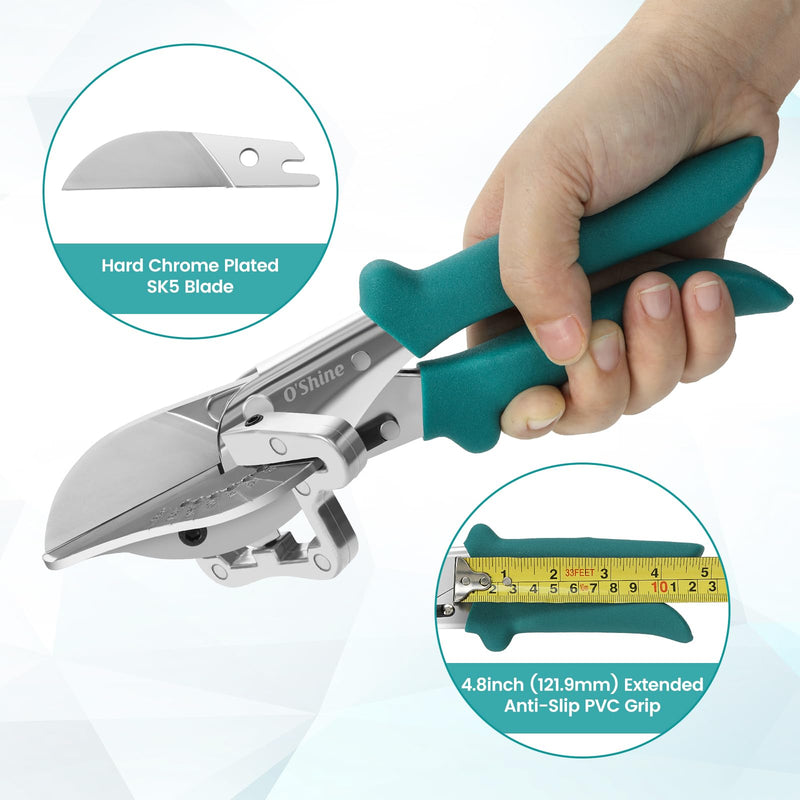O'Shine Long Handle Miter Shears, Quarter Round Cutting Tool For Molding Wood, 45~135 Multi Angle Shoe Molding Cutters, Trim Cutter Hand Tool For Angular Cutting Moldings Crafting, w/ 1pc Extra Blade - NewNest Australia