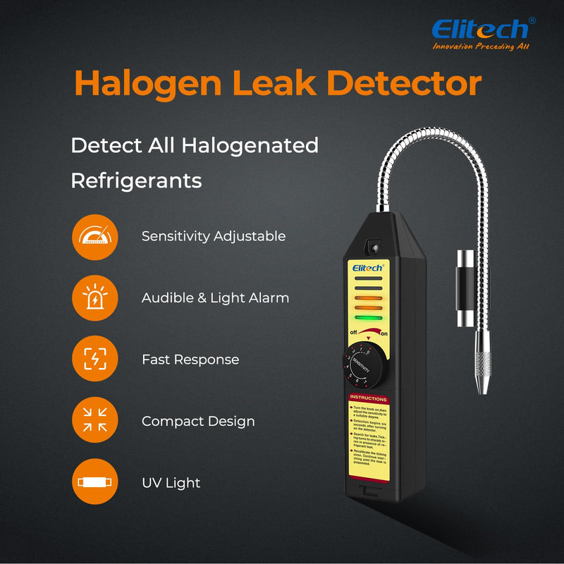 Elitech Freon Leak Detector Halogen Refrigerant Gas Leak Detector HVAC Tester AC Sniffer R22 R410A R134A 1234YF, WJL-6000S WJL-6000