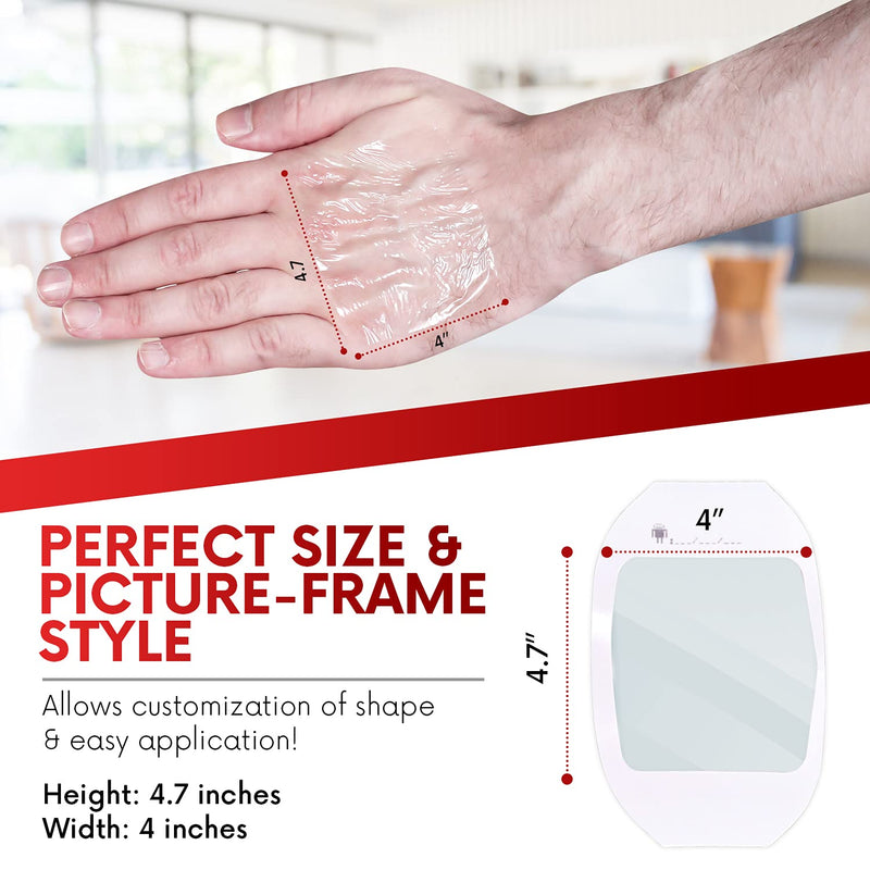 Transparent Film Dressing, 4" x 4 3/4" Box of 10 - Waterproof Wound Bandage Adhesive Patches, Post Surgical Shower or IV Shield, Tattoo Aftercare Bandage by Healqu 4"x4 3/4" (Box of 10)