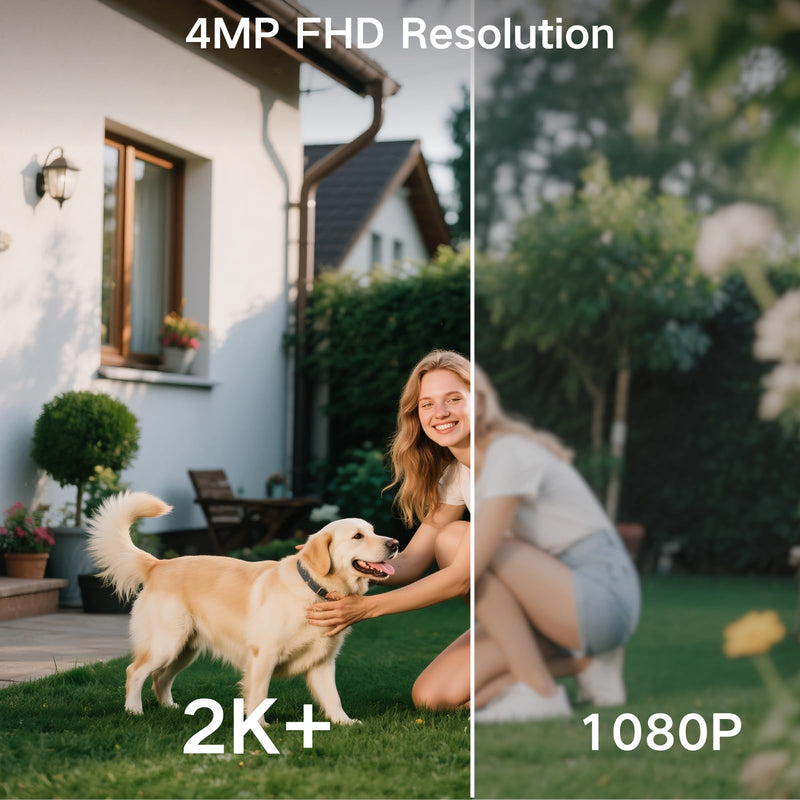 Security Cameras Wireless Outdoor, WIFI Cameras for Home Security with AI Motion Detection Spotlight Siren, Solar Panel Battery Powered, 2K Color Night Vision, 2-Way Talk, Waterproof, Cloud/SD Storage Q151SP-White