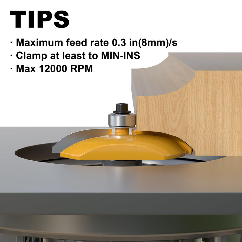 Cove Raised Panel Router Bits 1/2 Shank for Cove-Cut, 2-1/2-Inch Diameter, Shaker Raised Cabinet Door Making Frame Panel Design Router bits for use with Rail and Stile Moulding Router bit Cove - 2-1/2" Diameter - 1/2" Shank Raised Panel Router Bit