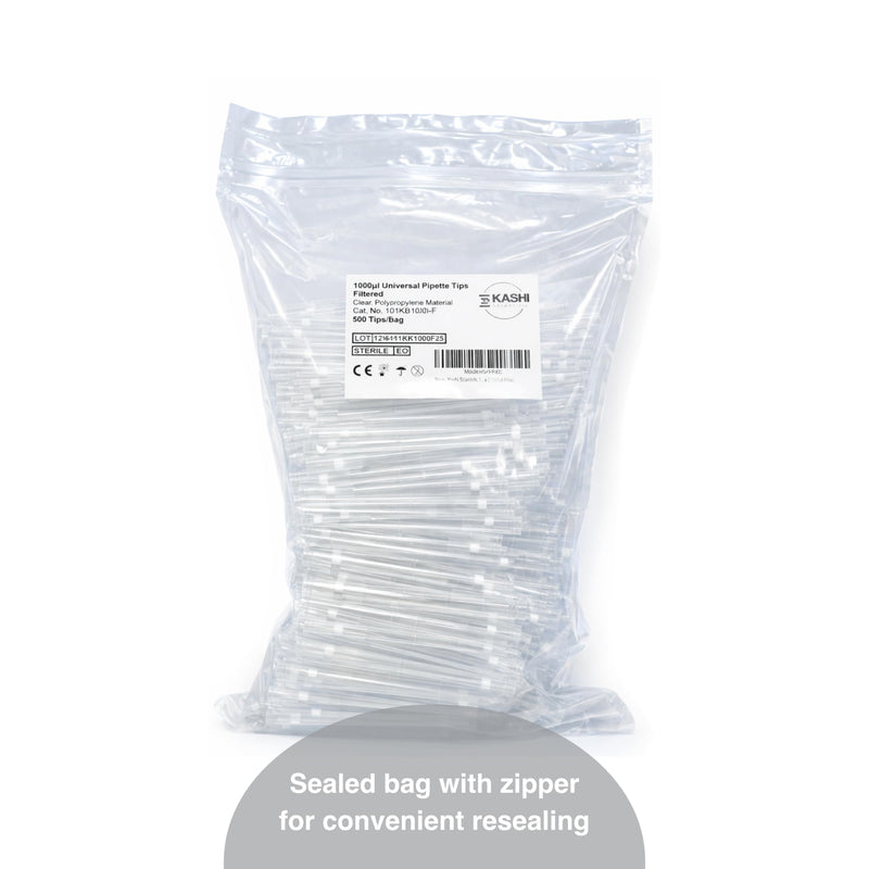 Kashi Scientific 1000uL Universal Filter Pipette Tips, 1ml Sterile Bulk Clear Pipet Tips with Graduation, Low Binding, DNase RNase Free [1000ul Filter, 500pcs] 1000uL, 500pcs