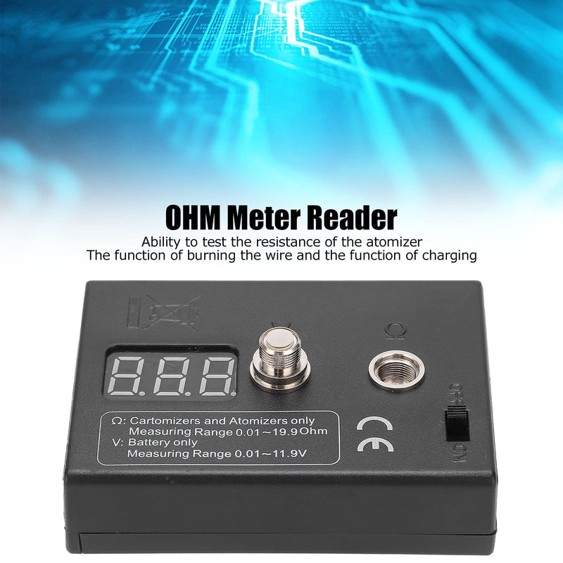Digital Coil Resistance Tester, Resistance OHM Meter Measuring Reader Wire DIY Tool for Atomizer 3V 0.01 to 20Ω Coil Tester
