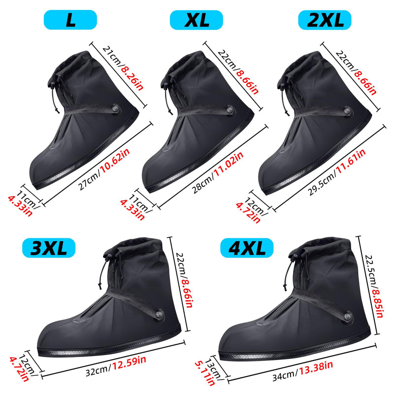 Rain Overshoes Waterproof Shoes Boots Covers Footies Mudsavers Feet Gaiters Men Women for Rain Snow Mud Sand Dust X-Large Black