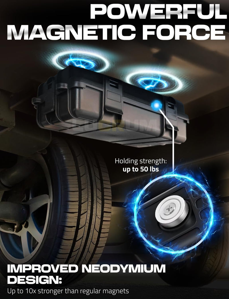Lucrum Magnetic Key Box for Under Car Holder - Hide a Key Magnetic Car - Magnetic Hide a Key Box - Long