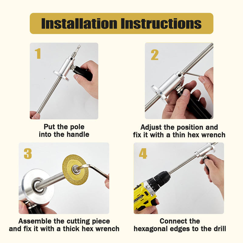 7-Inch PVC Pipe Cutter Tool for Drill-Internal/Inside Pipe Cutting with Diamond Wheel,Hex Shank&Adjustable Depth Handle-Fast,Clean Cuts for Plumbing,Irrigation,DIY Projects