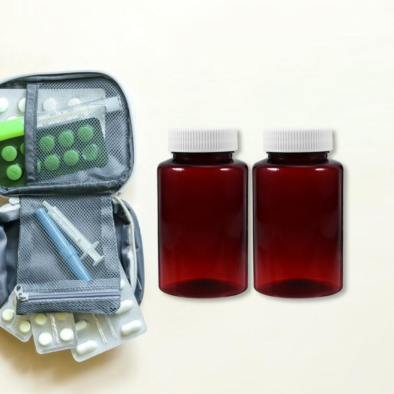 iplusmile 12 Pack Plastic Medicine Bottles with Caps 4.33X2.36X2.36In Empty Pills Medicine Containers Leak-Resistant for Travel and Home Storage 11.00X6.00X6.00CM Dark Red