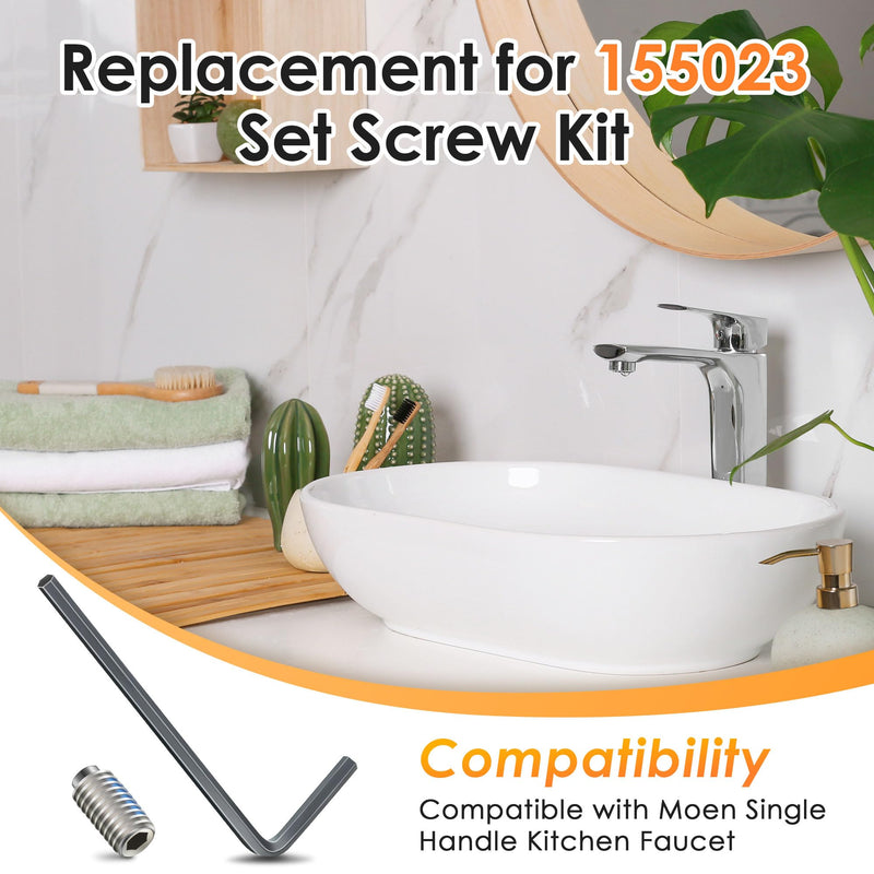 Enhon Set Screw Kit Replacement for 155023, Compatible with Moen Single Handle Kitchen Faucet, Include 5 Set Screws and a Hex Wrench, One Handle Lavatory and Kitchen Faucets Replacement Repair Kit