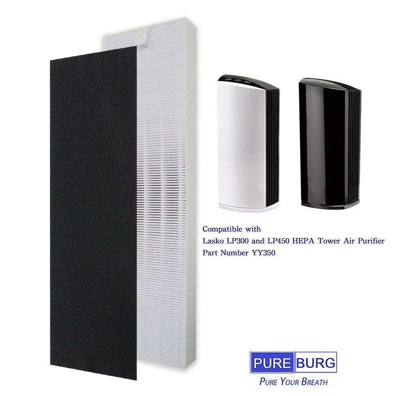 PUREBURG YY350 Replacement True HEPA Filter Kit Compatible with Lasko LP300 and LP450 Air Purifiers, Part Number YY350,H13 4 Activated carbon Pre-Filters Air Clean Dust VOCs Odor 5