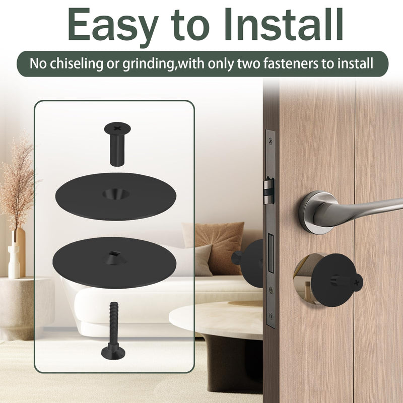 Door Hole Cover Plate,2-5/8" Diameter Round Deadbolt Cover Plate,Matte Black Door Knob Hole Cover Plate Door Hole Filler Plate for Home Security-2 Pack