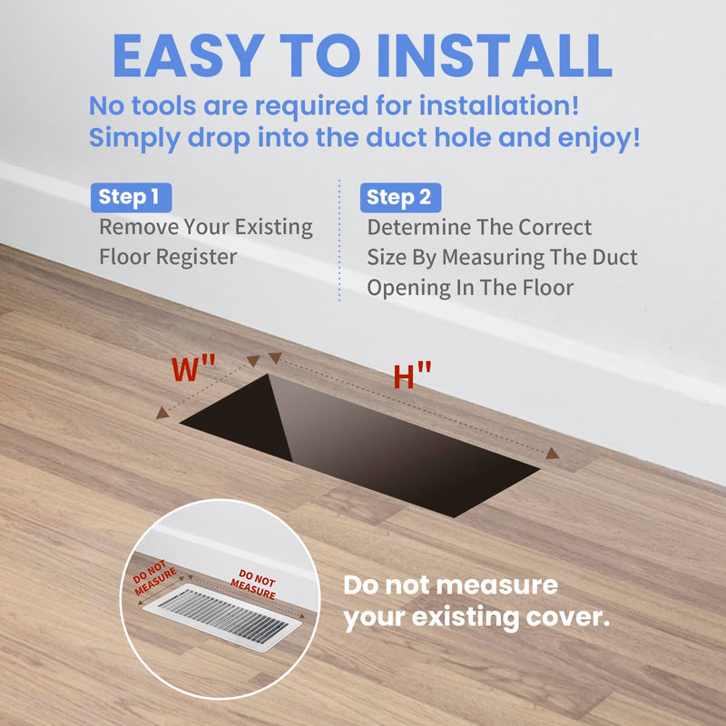 2x10 Inches Heavy Duty Walkable Floor Register - Easy Adjust Air Supply Lever Decorative Floor Vent Covers - Savannah Design Vent Covers for Home - Matte Black 2x10 Inches