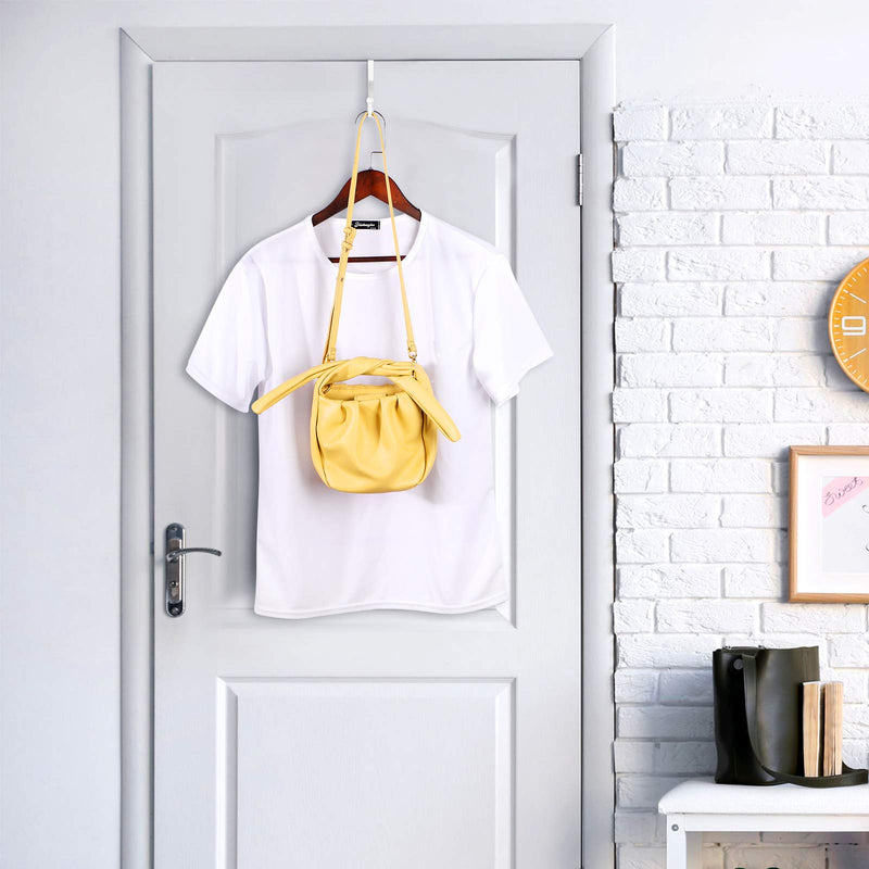 4 Pieces Over The Door Hooks Hanger Multi Hanging Storage Organizers Valet Hooks for Coats Clothes Hoodies Hats Scarves Purses Keys Bath Towels Robes and More(White) White