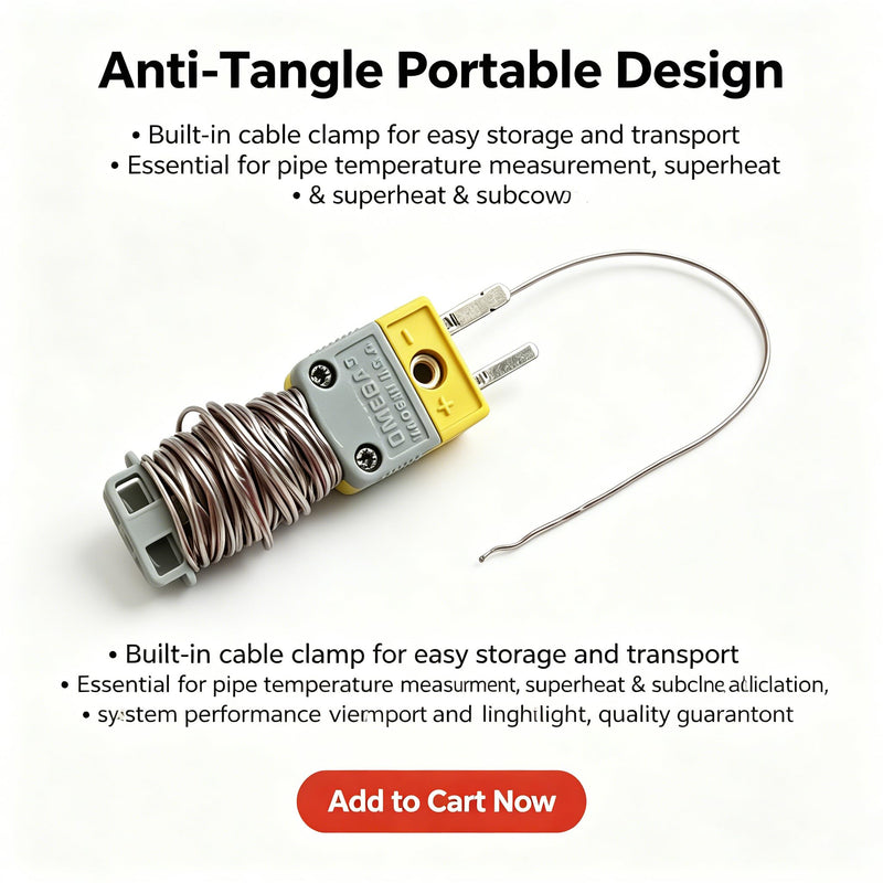 for Fieldpiece ATB1 K-Type Thermocouple HVAC Probe | Fieldpiece ATB1 K-Type Thermocouple -50 to 257°F with Mini Plug Nickel Chromium Aluminum Wire Wrap-Tab Storage