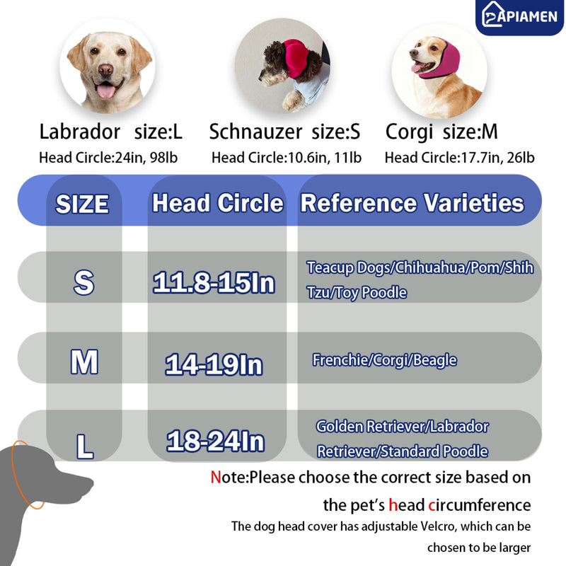 Dog Ear Covers,Dog Ear Muffs Noise Protection,No Flap Ear Wrap for Dogs Hematoma Recovery,Adjustable Calming Hoodie Shower Cap for Grooming,Bathing,Swimming & Anxiety Relief(Blue,L) A-Blue L
