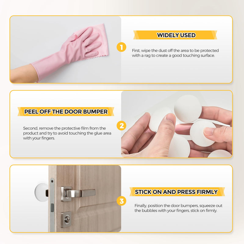 Door Stopper Wall Protector, Door Bumpers for Walls with Strong Back Adhesive Door Knob Wall Protector for Kitchen Cabinets (Clear, 6pcs) 6 Clear