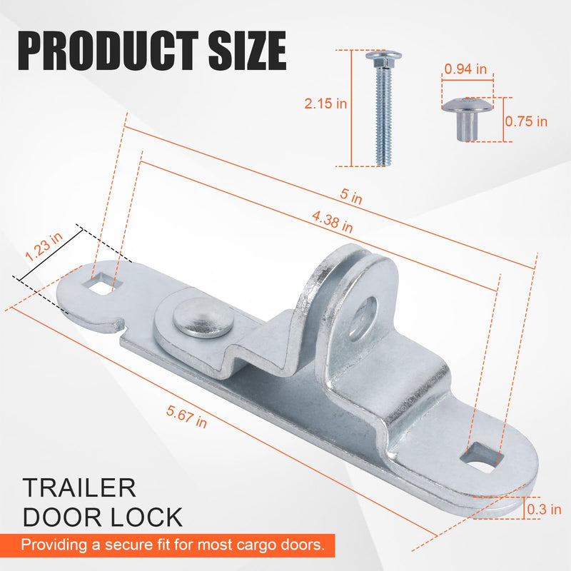 GDW Cargo Trailer Door Latch Hasp Keeper for Ramp Padlock Race Bar Lock Handle Enclosed Car Hauler (‎Trailer Door Hasp 2pack +Screws 4+Nuts 4)