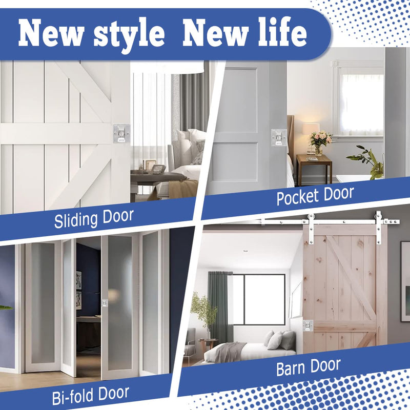 HOMOTEK 4 Pack Privacy Pocket Door Lock Hardware with Pull Pocket & Bi-Fold Door Hardware- Replace Old Or Damaged Sliding Door Locks, 2-3/4”x2-1/2”, for 1-3/8” Thickness Door, Brushed Nickel