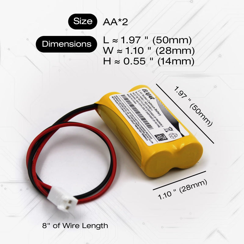 (2-Pack) 2.4V 800mAh Ni-CD Battery Pack Replacement for Dual-Lite 0120822, Dantona Custom-7, LITHONIA ELB-2P41N (CUSTOM-29), ELB-4804N (CUSTOM-241), Custom-276, OSA030 Exit Sign Emergency Light