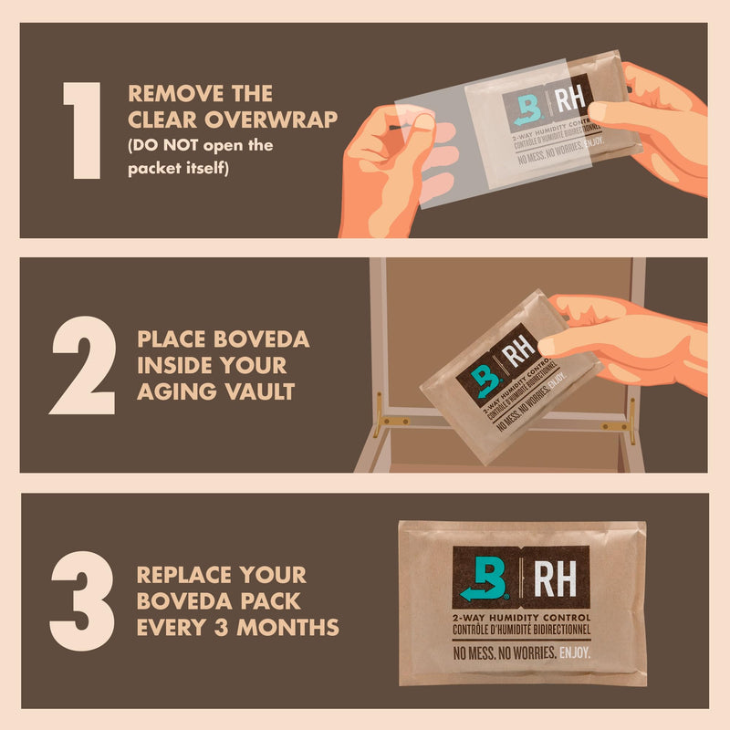 Boveda 72% Two-Way Humidity Control Pack For Large Wood Humidifier Boxes – Size 320 – Single – Moisture Absorber – Humidifier Pack – Individually Wrapped Hydration Packet 72% (Wood & Leather Containers)