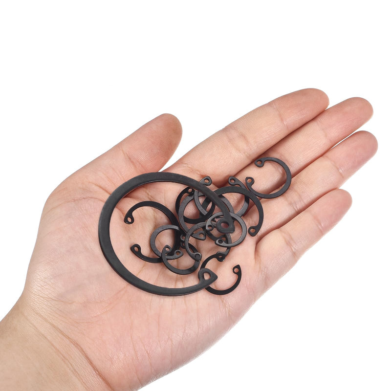 uxcell 20Pcs 50mm Internal Retaining Ring Circlip, 65 Mn Metal Internal Circlip Snap Rings C-Clips for Grooved Shafts Studs, Black 20