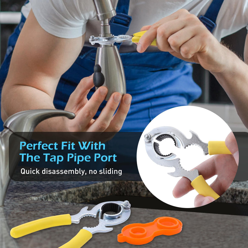 2pcs Faucet Aerator Removal wrench with gloves,Faucet Bubbler Wrench Kit,Faucet Aerator Disassembly Wrench Tool for Kitchen Sink Bathroom Tap Aerator, Installing Faucet Removal Repair Spanner Tool
