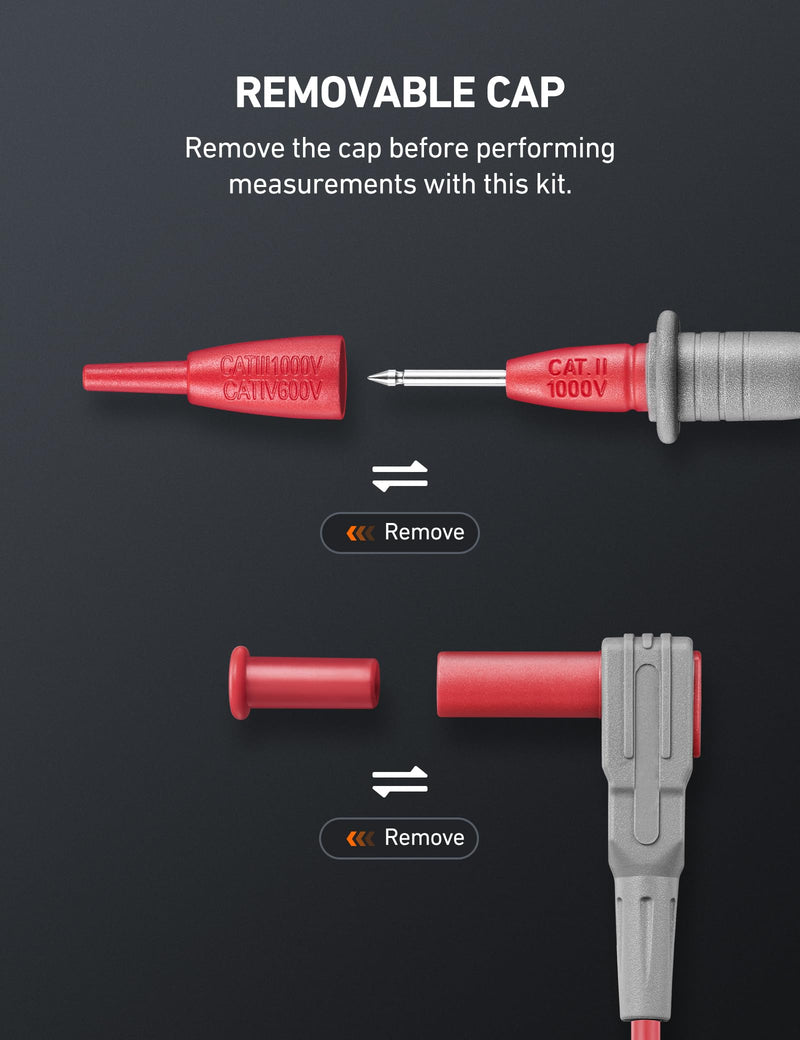 AstroAI 8Pcs Multimeter Test Leads Set with Alligator Clips, Plunger Mini Hooks and Test Probes 1000V 10A CAT III & CAT IV 600V for Fluke, KAIWEETS, INNOVA Multimeter, Voltmeter, Clamp Meter