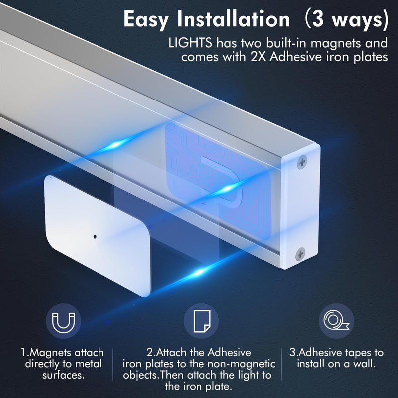 Under Cabinet Lights,2 Pack Dimmable Motion Sensor Light indoor,36LED 1800mAh Rechargeable Under Cabinet lighting wireless,Closet lights Under Counter lights for Kitchen Drawers,Wardrobe,Stair Bedroom White 8.7Inches