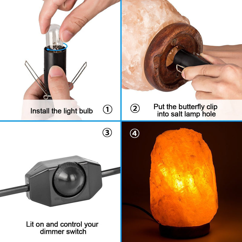Himalayan Salt Lamp Cord and Bulb with Dimmer Switch,Original Replacement Cord Bulb for Salt Rock Lamps,UL Certified Cord 6 ft
