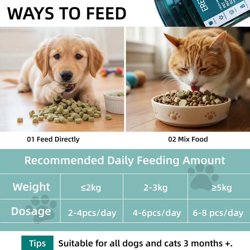 4 Pack Dental Chews for Dogs, Freeze Dried Dog & Cat Treats to Help Clean Teeth & Freshen Breath,Supports Gum & Oral Health, Daily Oral Care Treats for Cats and Dogs