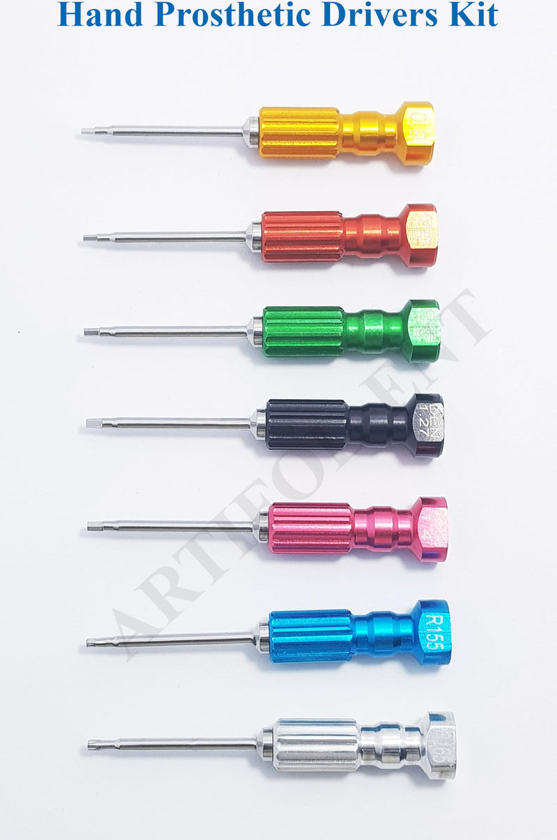 7 Pcs Universal Implant Hand Prosthetic Screw Drivers Kit Technician Tools Dental Micro Screwdriver Set Rainbow Colorful Prosthetic Kit OS1034