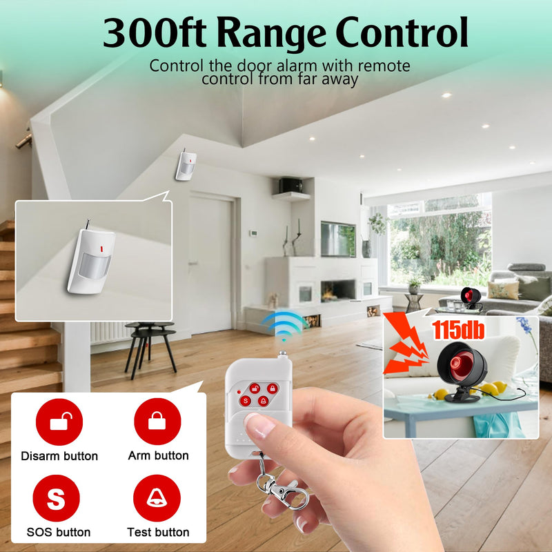 KERUI Standalone Home Office Shop Security Alarm System Kit,Wireless Loud Indoor/Outdoor Weatherproof Siren Horn with Remote Control and Door Contact Sensor,Motion Sensor,Up to 115db,NO WiFi/GSM/APP No Wifi Alarm Kit