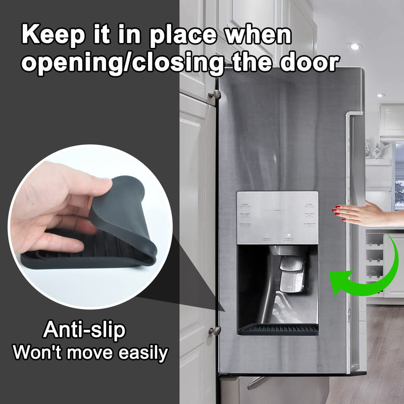 KindGa Refrigerator Drip Catcher Tray,Protector Ice and Water Dispenser Pan,Fridge Spills Water Pad Catch Basin for Drainage 2 Pack (Rectangular,Black) 2 pack Rectangular Black