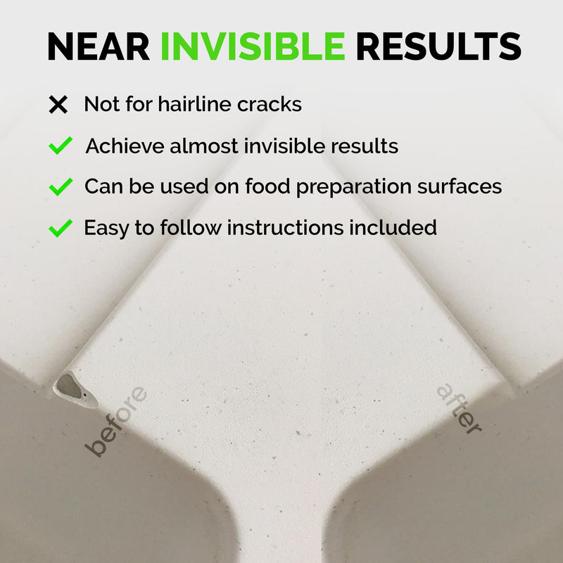Porcelain Repair Kit (Clear/Transparent & White) - Fix Your Defects on Tiles, Sinks, Bathtubs & More I Suitable for Most Repairs I Upgraded Light Unit