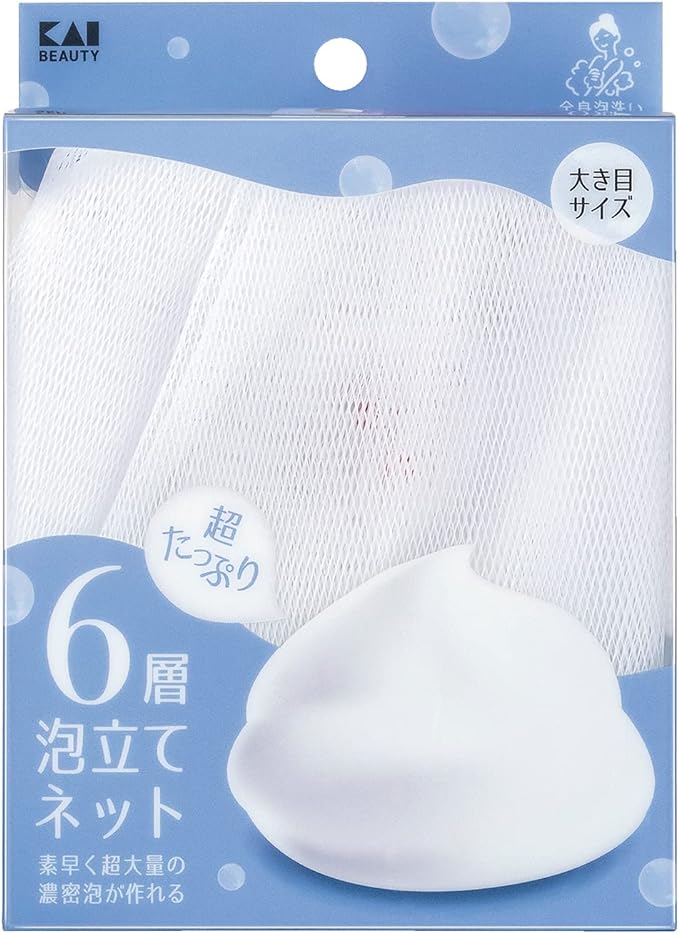Kai KQ3170 Super Generous Foam 6-Layer Net, Cleansing, Whole Body, Hook, White, Dense Foam, Large, Skin Care - NewNest Australia