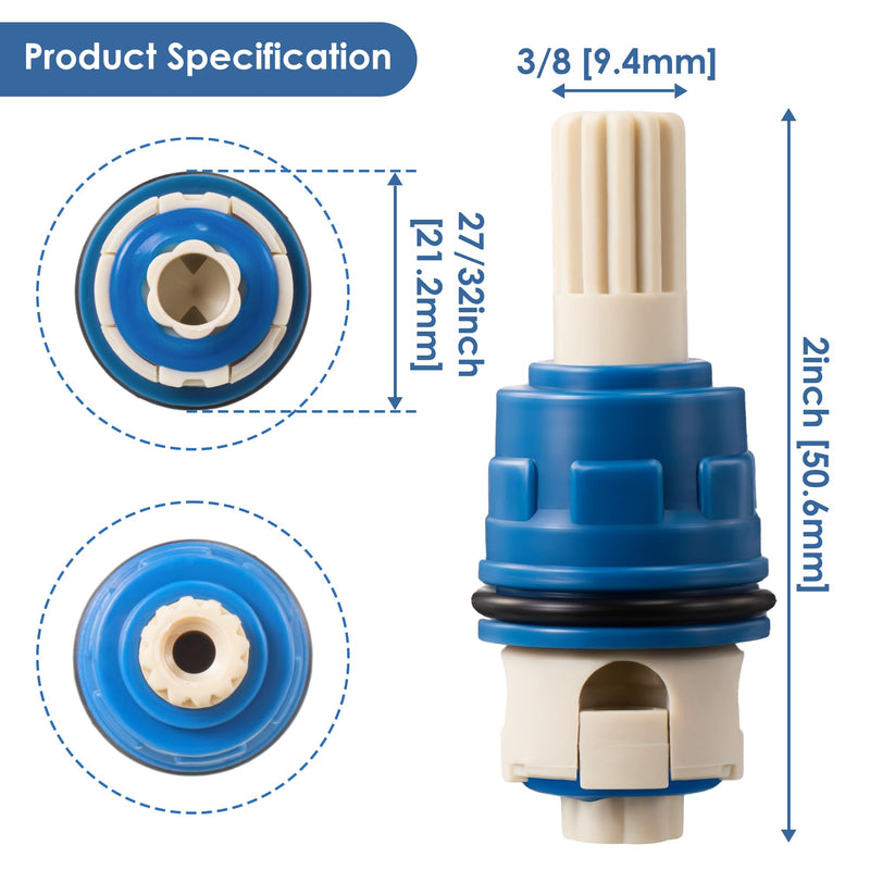 Dreyoo 2 Pack Hot Cold Faucet Cartridge Replacement Compatible with Pfister 9100310/Pfister 9100320, Hot Cold Water Handle Faucet Ceramic Cartridge