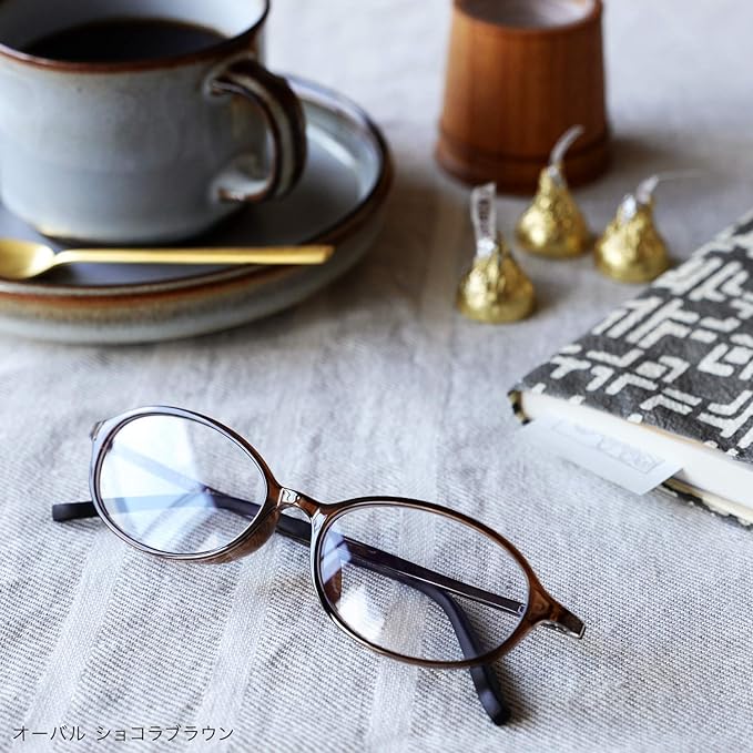[EYEWEAR AIR] Eyewear Air Reading Glasses Stylish Women's Men's Blue Light Cut Oval Chocolate Brown +1.00 - NewNest Australia