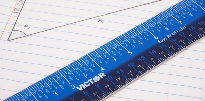 Victor Easy Read Stainless Steel Ruler, Standard/Metric, 12" Long, Blue 12" Steel 1 Count