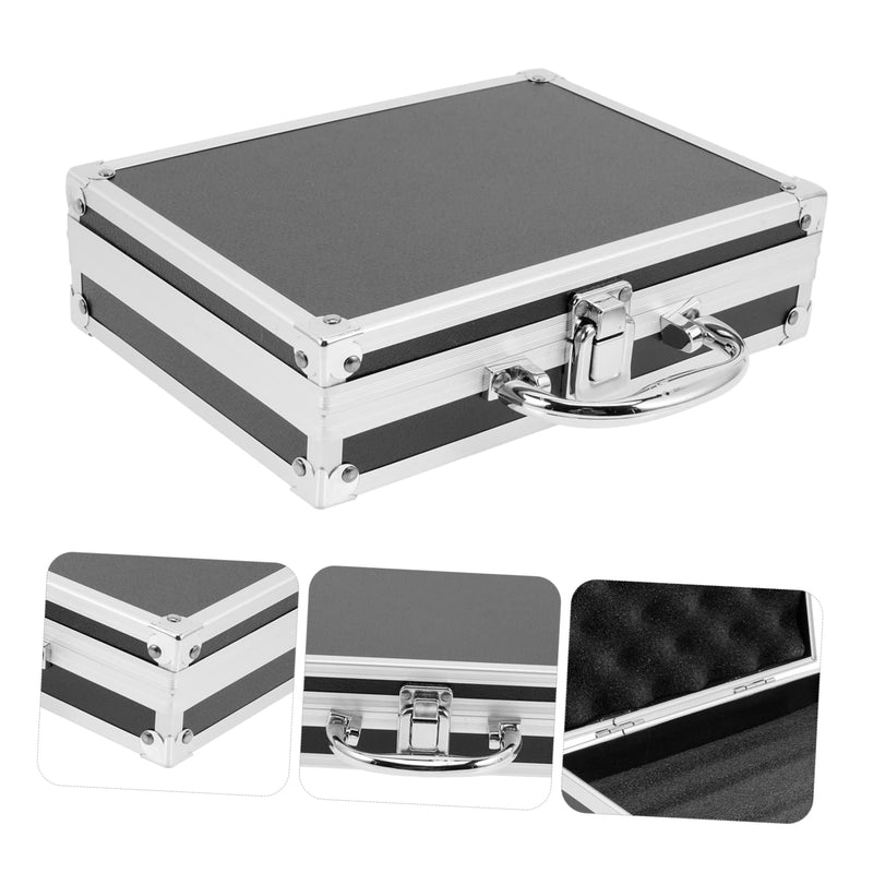 COLLBATH Aluminum Alloy Tool Storage Box with Handle Large Capacity Portable Organizer Case Multifunctional Makeup Briefcase for Home Office Travel 9.05X6.49X2.36 Inch