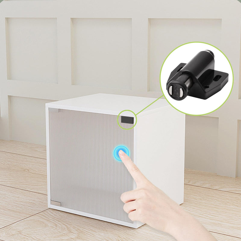 Glass Door Magnetic Catch Closures, 4 Set Push Open Single Glass Door Magnetic Touch Latchs with Adjustable Cabinet Clamp, Fit for 3-6mm Free-Swinging Glass Door (Black) 4 Set,3-6mm Single-Black - NewNest Australia