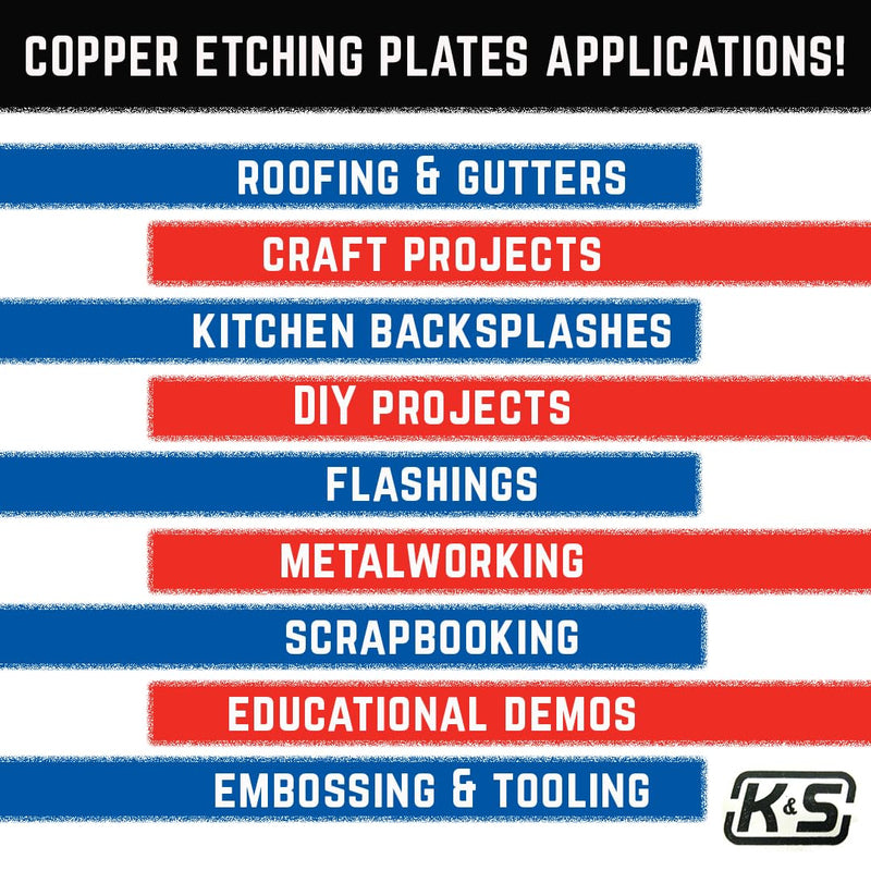 K&S Precision Metals Copper Etching Plate 6601 – 0.050" Thick x 4" Wide x 6" Long – DIY Crafts, Engraving, Metalworking, Made in USA, 1 Plate