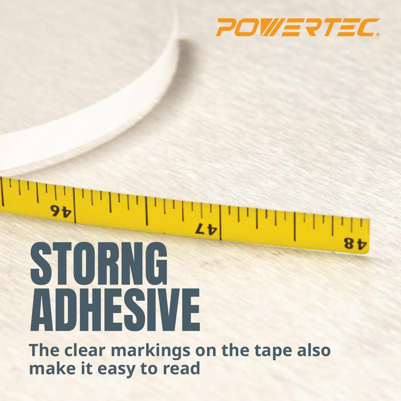 POWERTEC 72063 2 Pack 4' Measure Tape with Adhesive Backing, Left to Right and Right to Left, 1 of Each Measure Tape Combo, 2PK