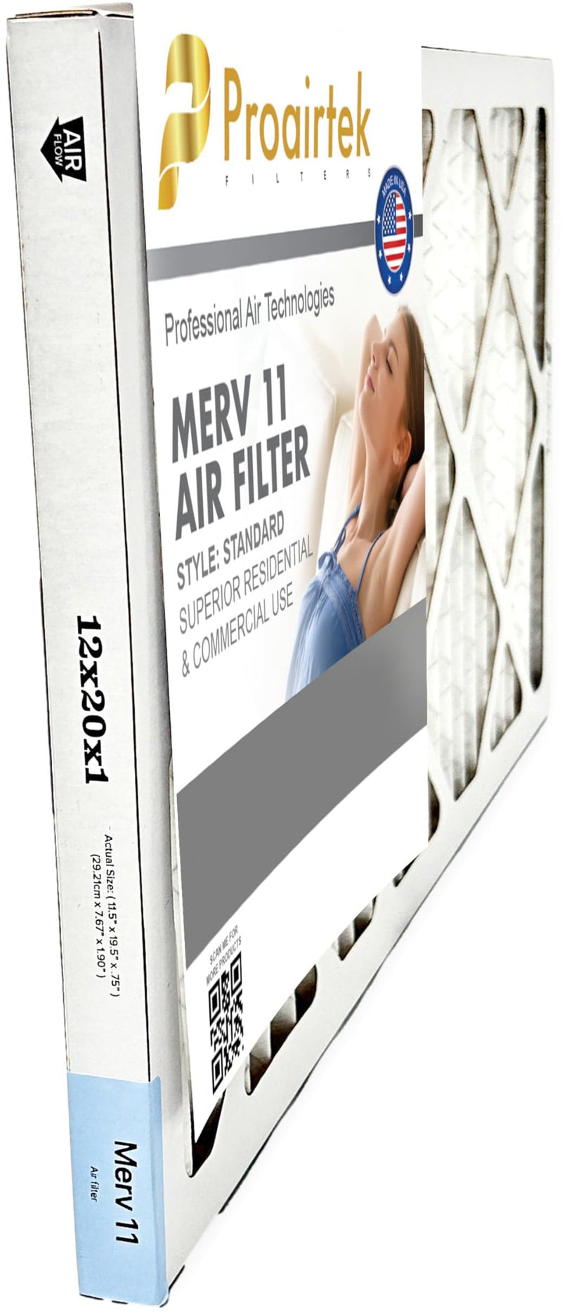 Proairtek AF12201M11SWH Model 12x20x1 Pack of 2 Air Filters, MERV 11; Ideal for Anyone Wanting Clean, Crisp Air in Their Home