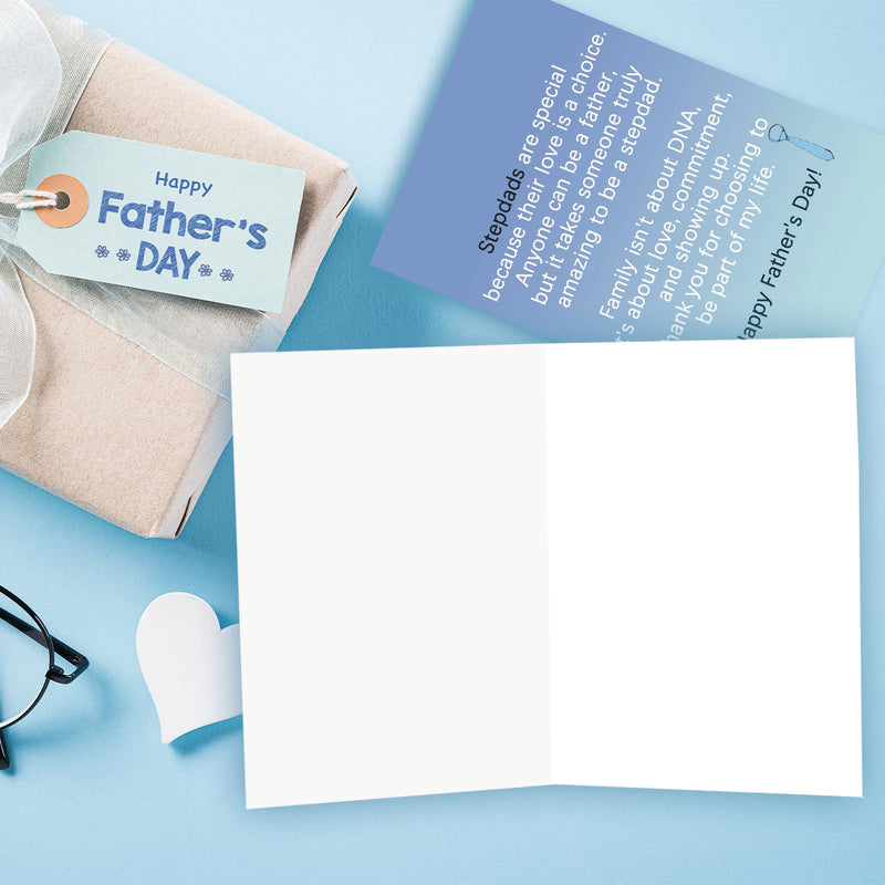 Happy Fathers Day Card for Step Dad, Bonus Dad Father's Day Gifts, Thoughtful Step Fathers Gifts Ideas from Step Daughter Son Kids CD-044