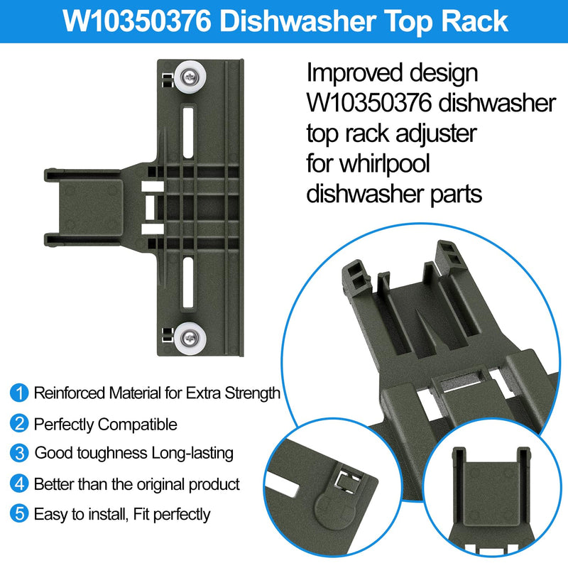 Upgraded W10350376 W10350374 Dishwasher Top Rack Parts For Kenmore/Kitchenaid Dishwasher Parts Upper Rack, W10195840 W10712394 Dishwasher Rack Parts For Whirlpool Dishwasher Top Rack Parts(10 Packs)