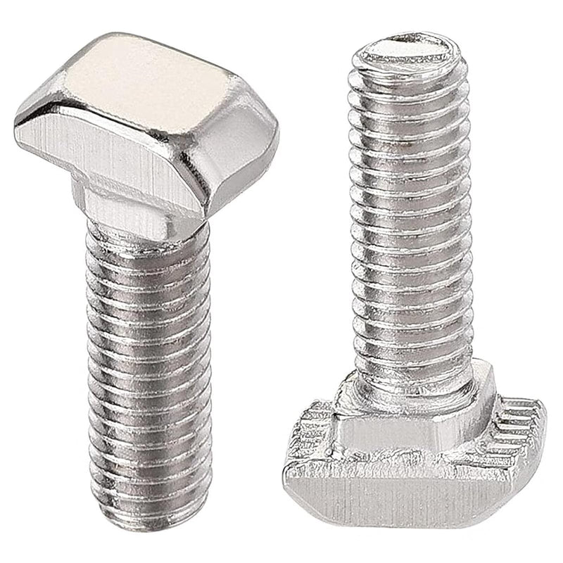 M6 x 16mm Metric Thread T Slot,Drop-in Stud Sliding T-Bolt,Hammer Head Bolt,T Screw Stud for 3030 Series Standard 8mm T-Slot Aluminum Extrusion Profile,Carbon Steel Nickel Plated (30-Series,10 Pcs) 30-M6x16mm（10 Pcs）