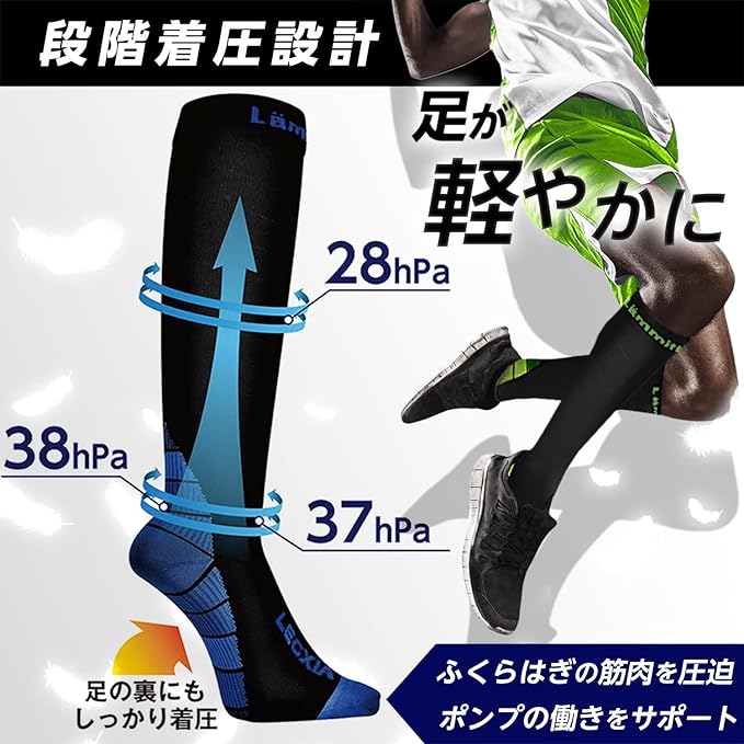 [Lanmitera] [Featured in Tarzan October Issue] LEGXIA Compression, Elasticity, Strong Pressure, Quick Drying, Moisture Absorption, Unisex Socks, Calf Support, Long Socks, Men's, Women's, 30hPa~40hPa - NewNest Australia